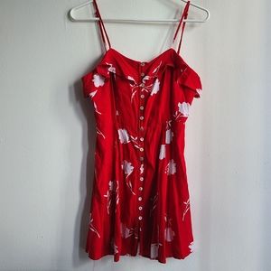 Forever 21 Fluttery Red Floral Summer Dress